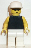 LEGO pln041 Plain Black Torso with Yellow Arms, White Legs, White Cap, Sunglasses