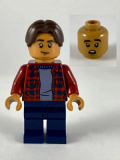LEGO sh602 Ned Leeds - Dark Red Plaid Shirt, Dark Blue Legs