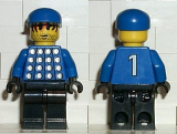 LEGO soc010 Soccer Player Red & Blue Team Goalie with #1 on Back
