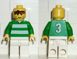 LEGO soc016 Soccer Player Green & White Team  #3 on Back