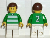 LEGO soc022 Soccer Player Green & White Team  #2 on Back