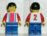 LEGO soc023 Soccer Player Red & Blue Team  #2 on Back