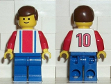 LEGO soc035 Soccer Player Red & Blue Team #10 on Back