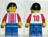LEGO soc043 Soccer Player Red & Blue Team #18 on Back
