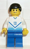 LEGO soc094 Soccer Player White & Blue Team with shirt #18