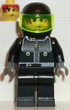 LEGO stu015 Male Actor 3, Driver, Black Helmet, Trans-Neon Green Visor