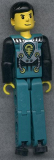 LEGO tech013 Technic Figure Dark Turquoise Legs, Dark Turquoise Torso with Yellow, Black, Silver Pattern, Black Arms