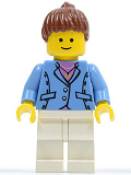 LEGO twn031 Medium Blue Jacket, White Legs, Reddish Brown Ponytail Hair