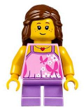 LEGO twn297 Girl - Bright Pink Top with Butterflies and Flowers, Medium Lavender Short Legs, Reddish Brown Female Hair Mid-Length (31067)