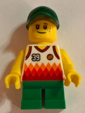 LEGO twn329 Boy, Jersey with #39, Green Short Legs, Dark Green Cap (31084)