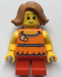 LEGO twn376 Child Girl with Medium Nougat Short Swept Sideways Hair and Red Short Legs
