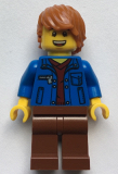 LEGO twn378 Male with Blue Jacket over Dark Red V-Neck Sweater and Reddish Brown Legs