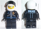 LEGO wc008 Police - World City Helicopter Pilot, Black Jacket with Zipper and Badge