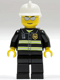 LEGO wc021 Fire - Reflective Stripes, Black Legs, White Fire Helmet, Silver Sunglasses