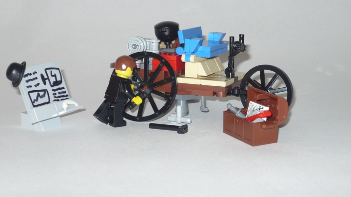 LEGO MOC - Потому что мы можем! - Первый официальный автомобиль: Вот сам Карл Бенц доделывает свой агрегат