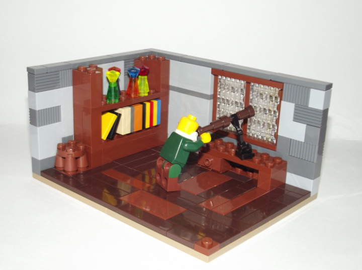 LEGO MOC - Потому что мы можем! - Телескоп Галилео Галилея: Основной вид!<br />
Комната Галилео небольшой шкаф, со всем необходимым для ученого. И стол с телескопом.