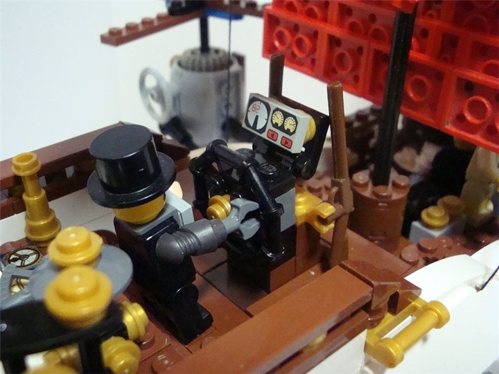 LEGO MOC - Steampunk Machine - «Алые паруса» в стиле Steampunk.: Капитан управляет кораблем.Я решил, что Артур Грей будет в этой истории просто Искателем приключений.