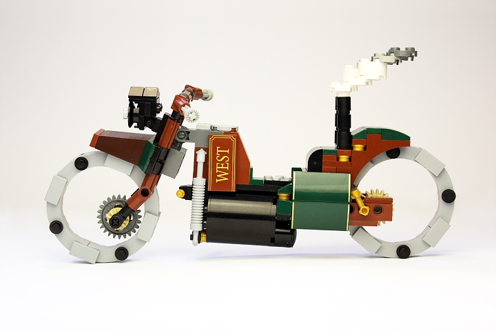 LEGO MOC - Steampunk Machine - Пароцикл Томаса Уатта (миниленд): Армированный котел выдерживает давление пара до 20 атмосфер.<br />
<br />
