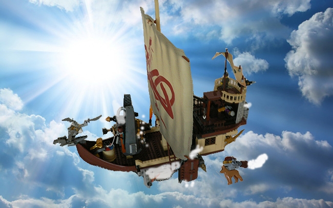 LEGO MOC - Steampunk Machine - Летучий паровой корабль: Общий вид работы.