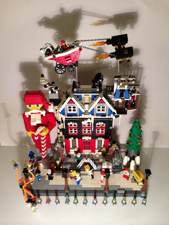 LEGO MOC - Новогодний Кубик 2014 - Новый 2014 LeGod: Общий план. Все скомпоновал плотно, т.к. деталек хватило только на такое основание.<br />
