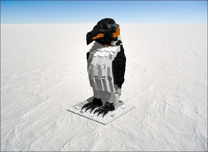 LEGO MOC - 16x16: Animals - Императорский пингвин: Пингвин на фоне Антарктиды.
