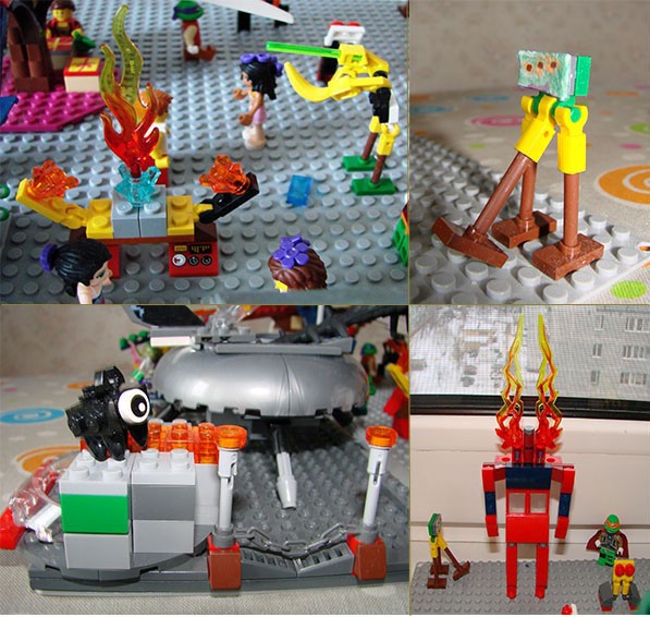 LEGO MOC - Новогодний Кубик 3015 - Вечеринка с инопланетянами: Инопланетяне прибывают с самых разных мест. Некоторые из них телепортируются прямо под ёлку и тут же начинают общаться с землянами и другими гостями. Кто-то танцует. Всем весело!