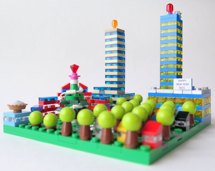 LEGO MOC - Новогодний Кубик 3015 - Микро новый год: Город N