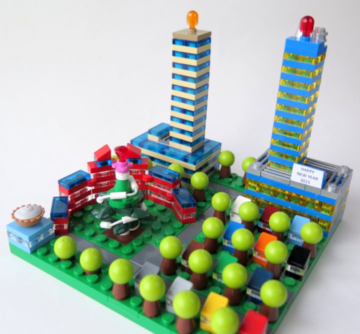 LEGO MOC - Новогодний Кубик 3015 - Микро новый год: Вид сверху на город N
