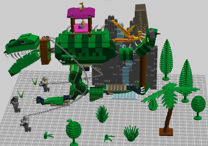 LEGO MOC - Мир Юрского периода - Прогулка с динозаврами: Вид всей работы.