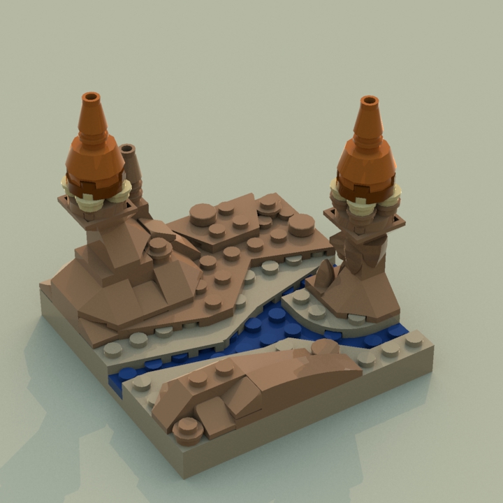 LEGO MOC - Битва Мастеров 'В кубе' - Пересечение ручья в каньоне: Ландшафт занял очень много времени, хотелось добиться натуральных форм.