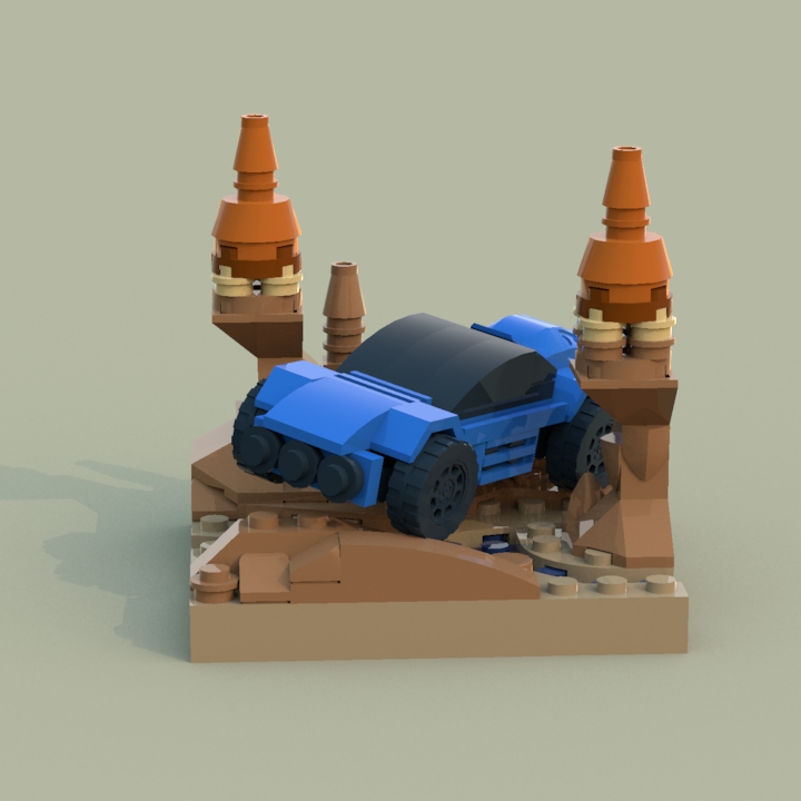 LEGO MOC - Битва Мастеров 'В кубе' - Пересечение ручья в каньоне: Всё вписывается в куб, хотя некой плоскости по краям избежать не удалось: