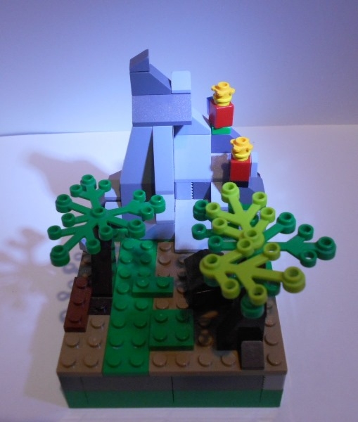 LEGO MOC - 16x16: Микро - 'Удачная' прогулка: - Эй, Коля, ты где там внизу? Давай быстрее! <br />
- Да я не внизу. Я поднимаюсь! Ай!..<br />
- Что там у тебя?<br />
