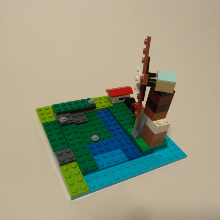 LEGO MOC - 16x16: Микро - Мельница у озера.: Вид со стороны озера.