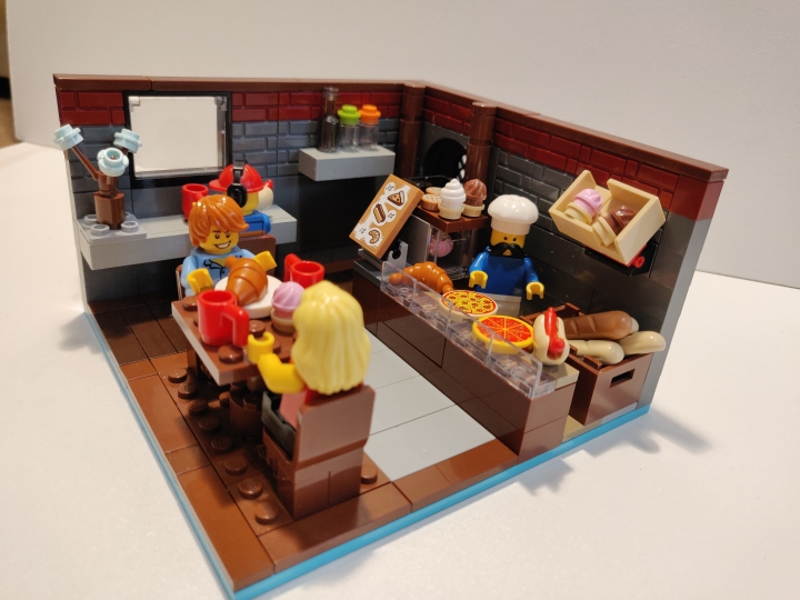 LEGO MOC - LEGO-конкурс 16x16: 'Все работы хороши' - Пекарь: Посмотрите, парень рассказывает что-то смешное. А пекарь стоит все с тем же невозмутимым лицом 'вне времени'.