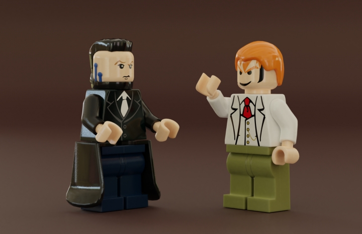 LEGO MOC - LEGO-конкурс 16x16: 'Киберпанк' - 00_Intro.dx: </center> </i><br />
Коллективное фото персонажей работы - мультимиллиардера Боба Пейджа и правительственного агента Уолтона Саймонса, его верного помощника. <br />
<i><center>