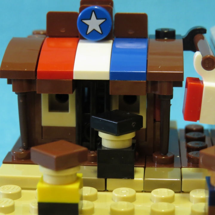 LEGO MOC - LEGO-конкурс 16x16: 'Вестерн' - Вестбрик, Штат Техас: Но почему же безучастен шериф? Всё просто. Даже дети в Вестбрике знают, что Шерифа каждый вечер угощает выпивкой Гробовщик в местном салуне.
