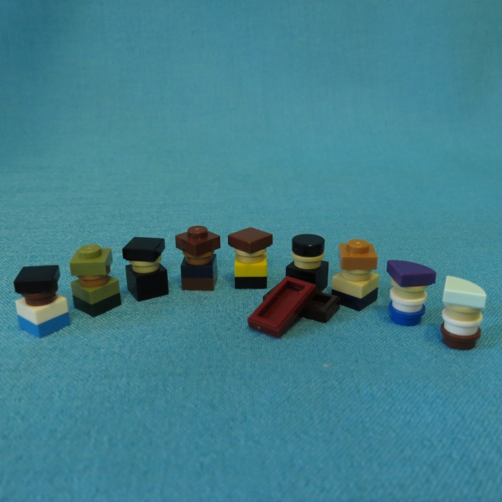LEGO MOC - LEGO-конкурс 16x16: 'Вестерн' - Вестбрик, Штат Техас: Жители Вестбрика (слева направо): Пастух, Банкир, Шериф, Дуэлянт 1, Дуэлянт 2, Святой Отец, Гробовщик, Подружка 1 и Подружка 2.