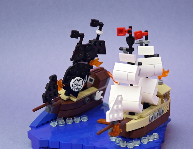 LEGO MOC - LEGO-конкурс 24x24: 'Пираты' - Огонь!: Важный момент, чей корабль останется, а чей пойдёт на дно.