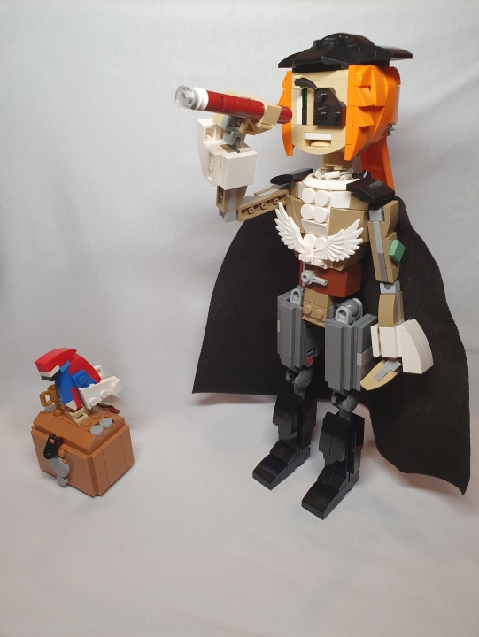 LEGO MOC - LEGO-конкурс 24x24: 'Пираты' - Капитан Рыжая Коса: Общий вид работы, Рыжая Коса высматривает корабли вдалеке.