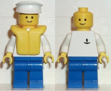 LEGO boat007 Boat Worker - Torso with Anchor, Blue Legs, White Hat, Life Jacket