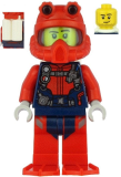 LEGO cty1166 Scuba Diver - Male, Smirk, Red Helmet, White Airtanks, Red Flippers