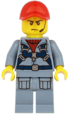 LEGO cty1168 Ocean Submarine Pilot - Male, Harness, Sand Blue Legs with Pockets, Red Cap, Headset
