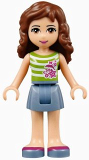 LEGO frnd073 Friends Olivia, Sand Blue Skirt, Green Top with White Stripes